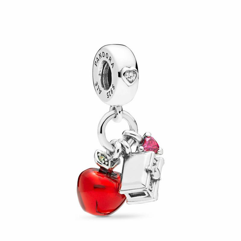 Pandora Disneyr Snow White’s Apple & Heart Dangle Charm - Sterling Silver/Enamel/Green/Mixed Stones/